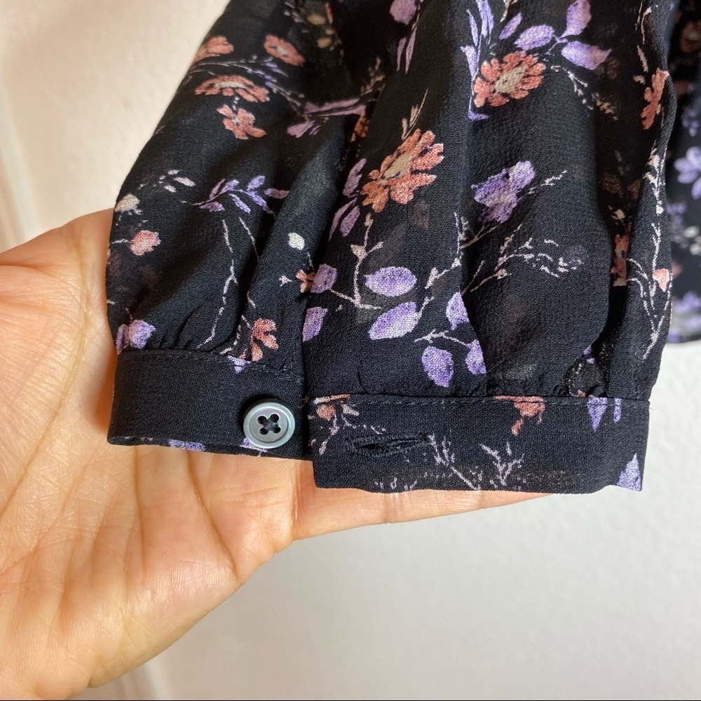 Joie- Martine Sheer Silk Floral Blouse - XS - Picture 6 of 8